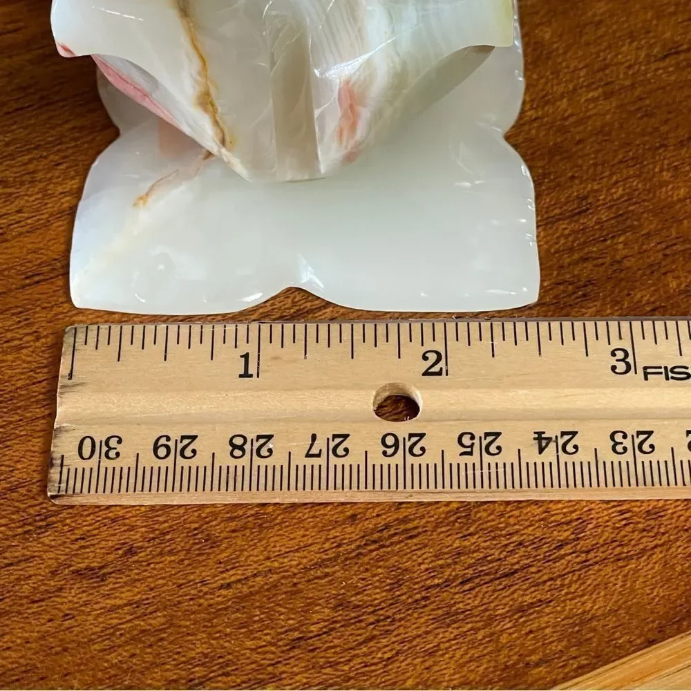 Vintage Set of 4 Elegant Onyx Candle Holders Green Cream Tan